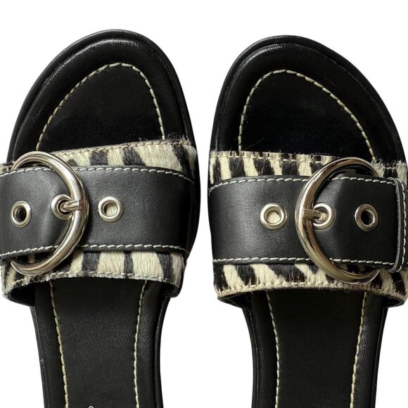 Franco Sarto Leather Wedge Sandals | 6M | Black - Picture 3 of 12